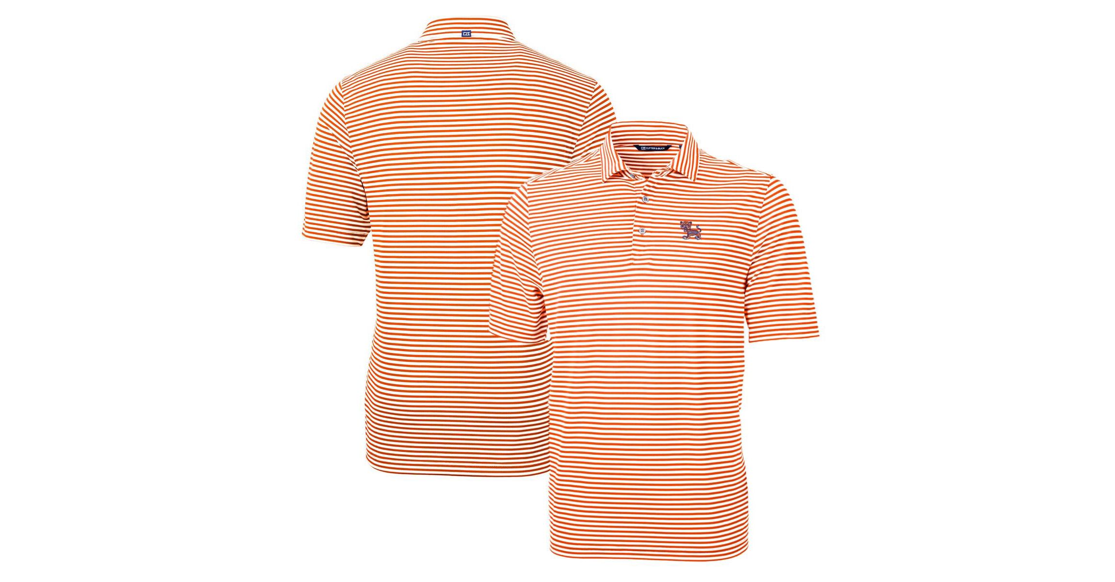 NCAA Clemson Tigers Throwback Logo Virtue Eco Pique Stripe Recycled Polo