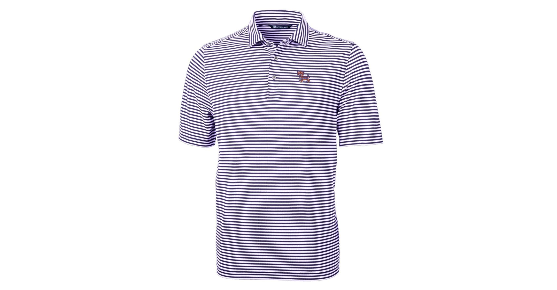 NCAA Clemson Tigers Throwback Logo Virtue Eco Pique Stripe Recycled Polo