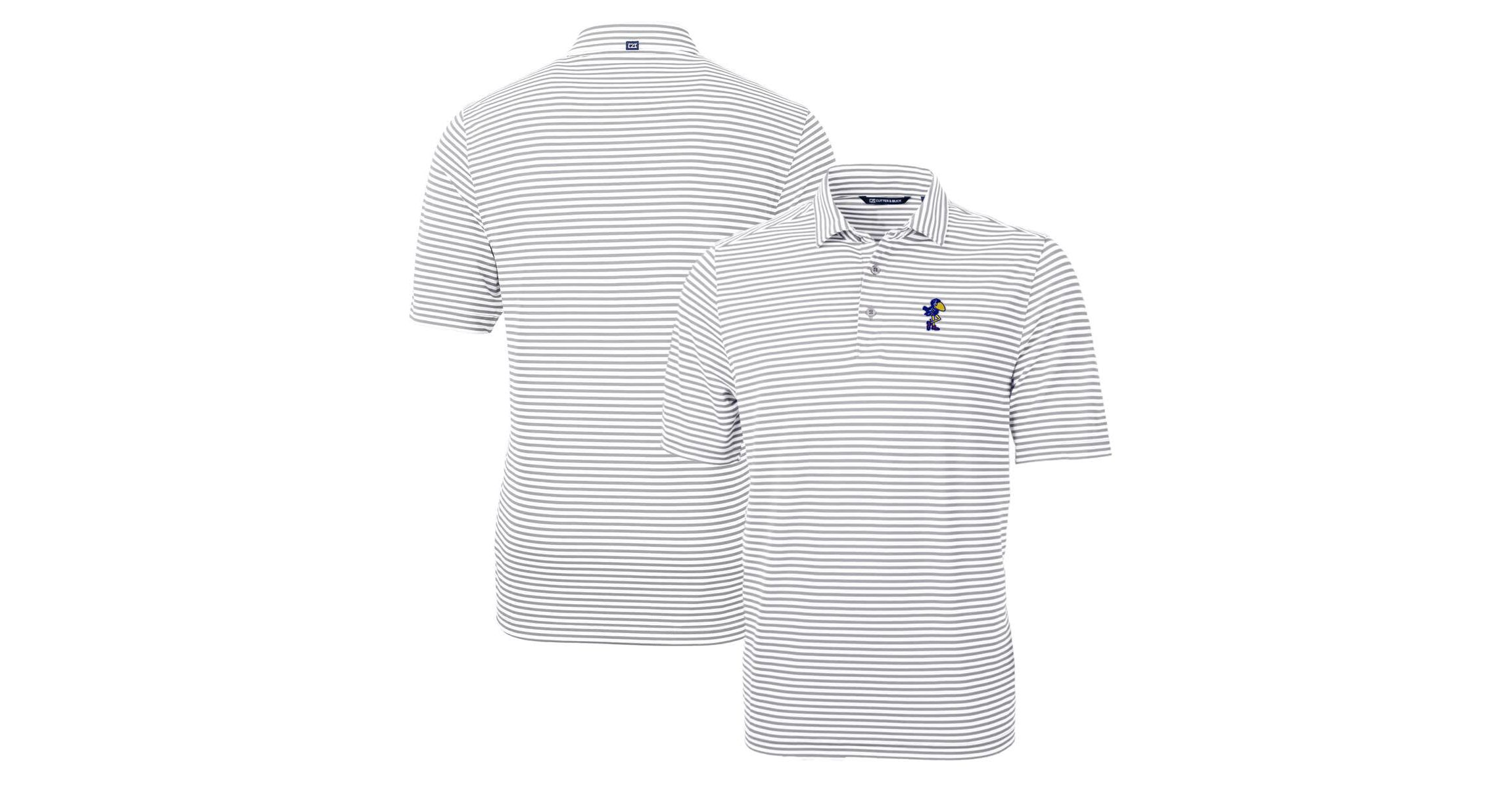 NCAA Kansas Jayhawks Throwback Logo Virtue Eco Pique Stripe Recycled Polo