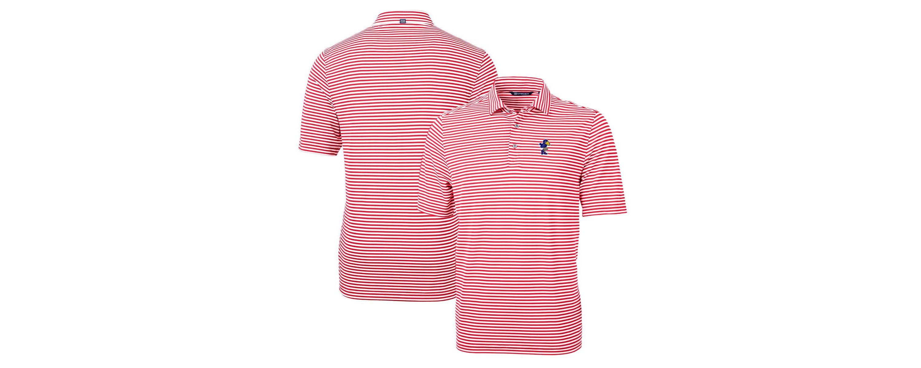 NCAA Kansas Jayhawks Throwback Logo Virtue Eco Pique Stripe Recycled Polo