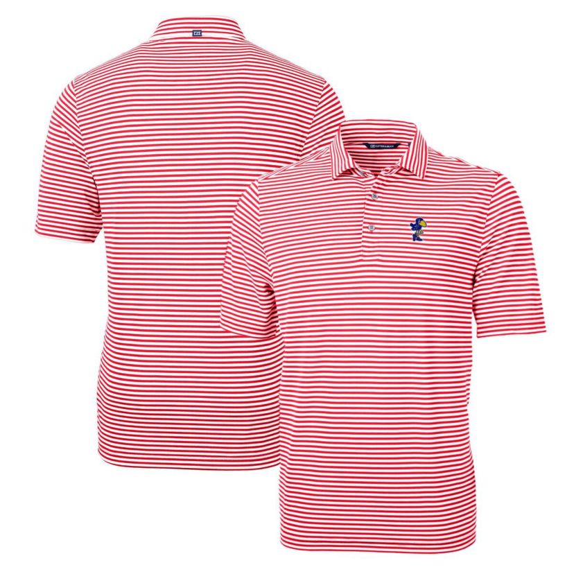 NCAA Kansas Jayhawks Throwback Logo Virtue Eco Pique Stripe Recycled Polo