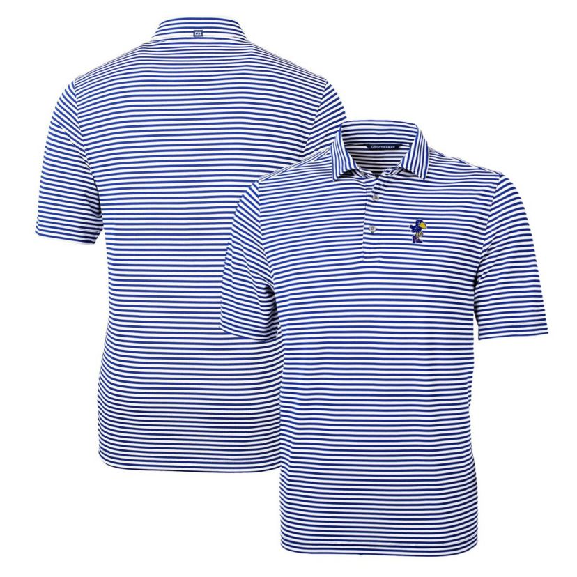 NCAA Kansas Jayhawks Throwback Logo Virtue Eco Pique Stripe Recycled Polo