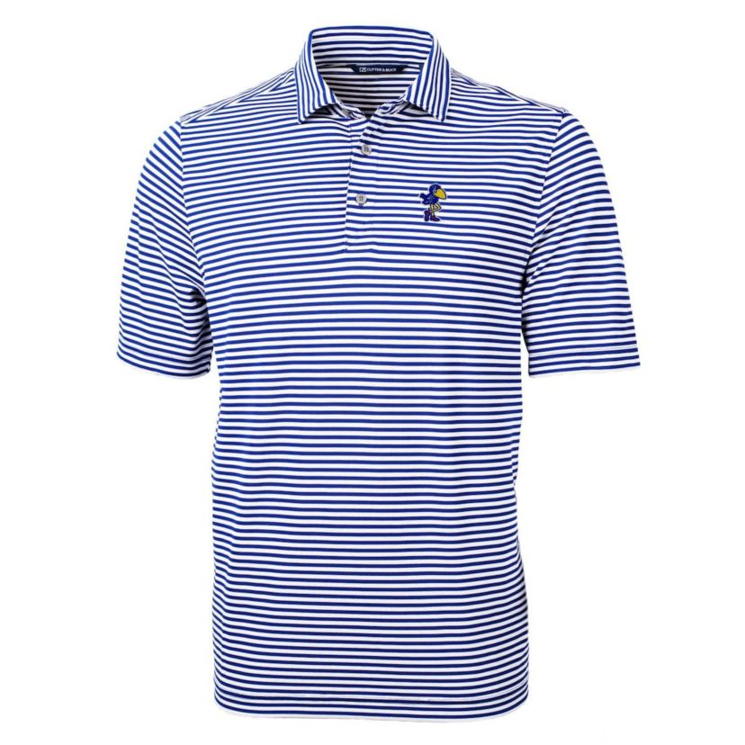 NCAA Kansas Jayhawks Throwback Logo Virtue Eco Pique Stripe Recycled Polo
