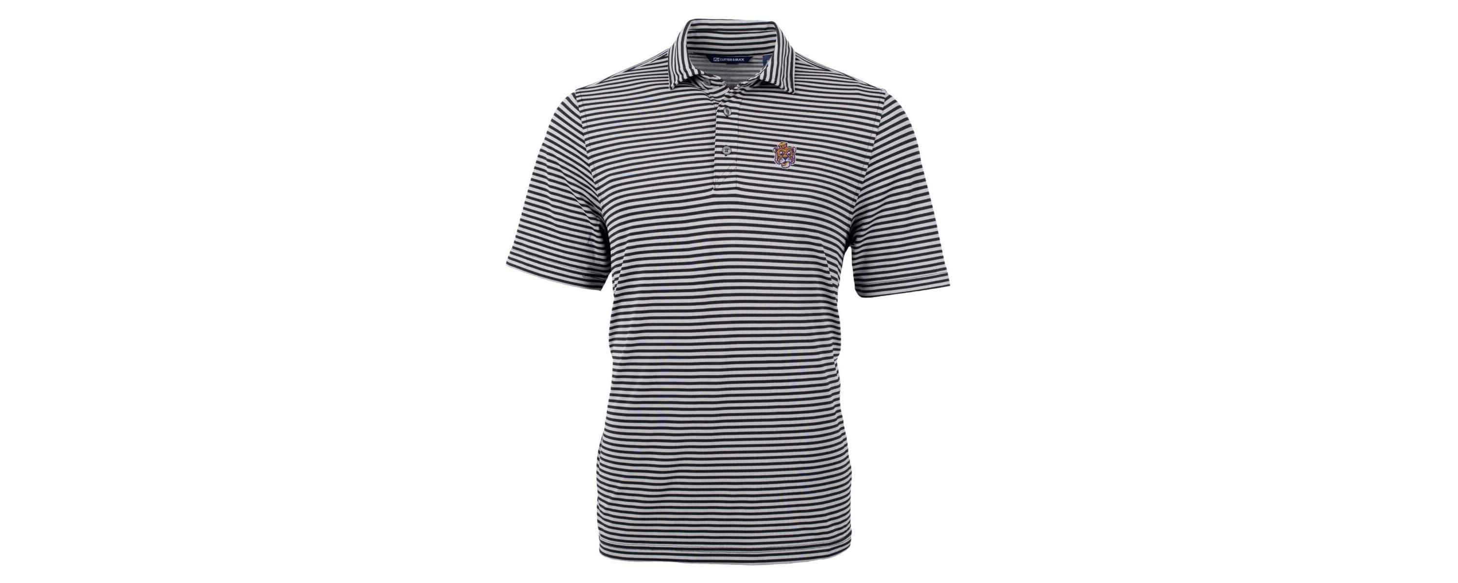NCAA LSU Tigers Throwback Logo Virtue Eco Pique Stripe Recycled Polo