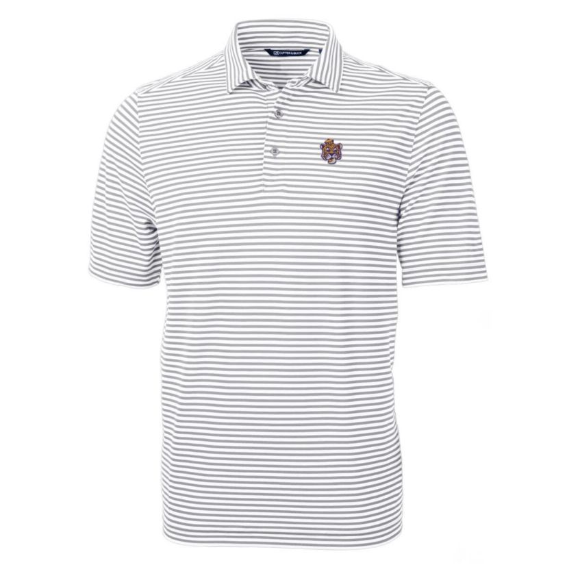 NCAA LSU Tigers Throwback Logo Virtue Eco Pique Stripe Recycled Polo