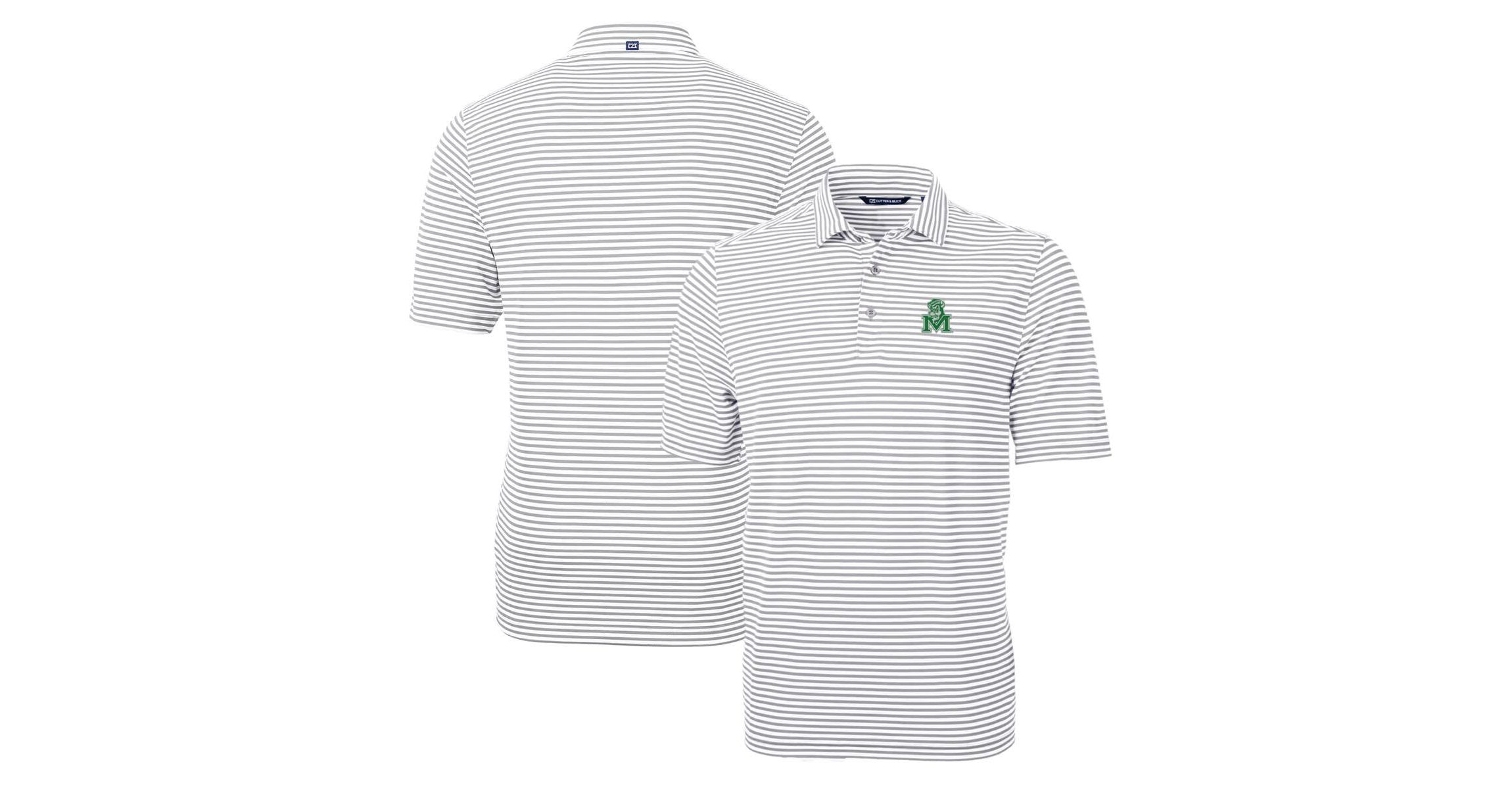 NCAA Marshall Thundering Herd Throwback Logo Virtue Eco Pique Stripe Recycled Polo