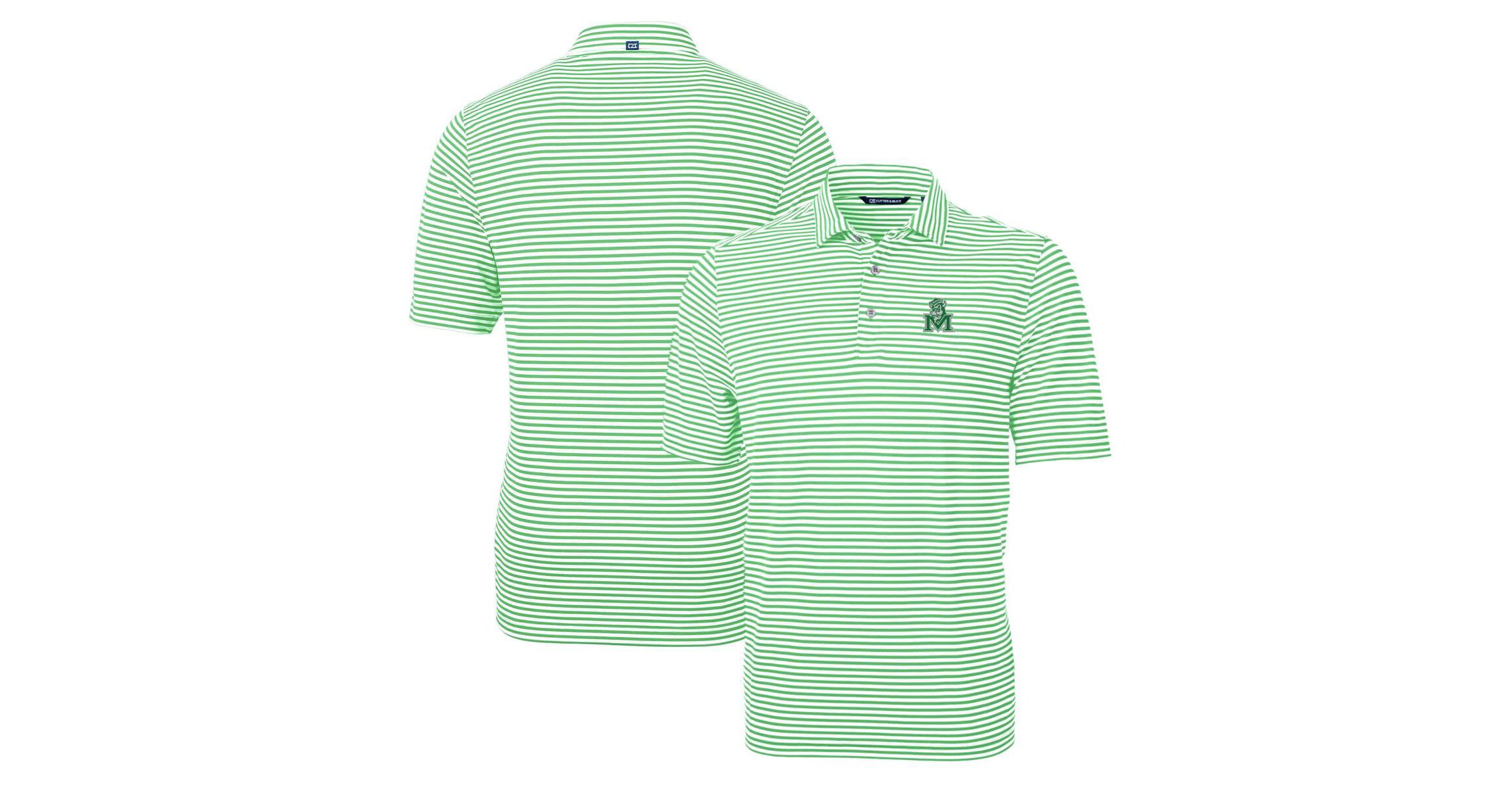 NCAA Kelly Marshall Thundering Herd Throwback Logo Virtue Eco Pique Stripe Recycled Polo