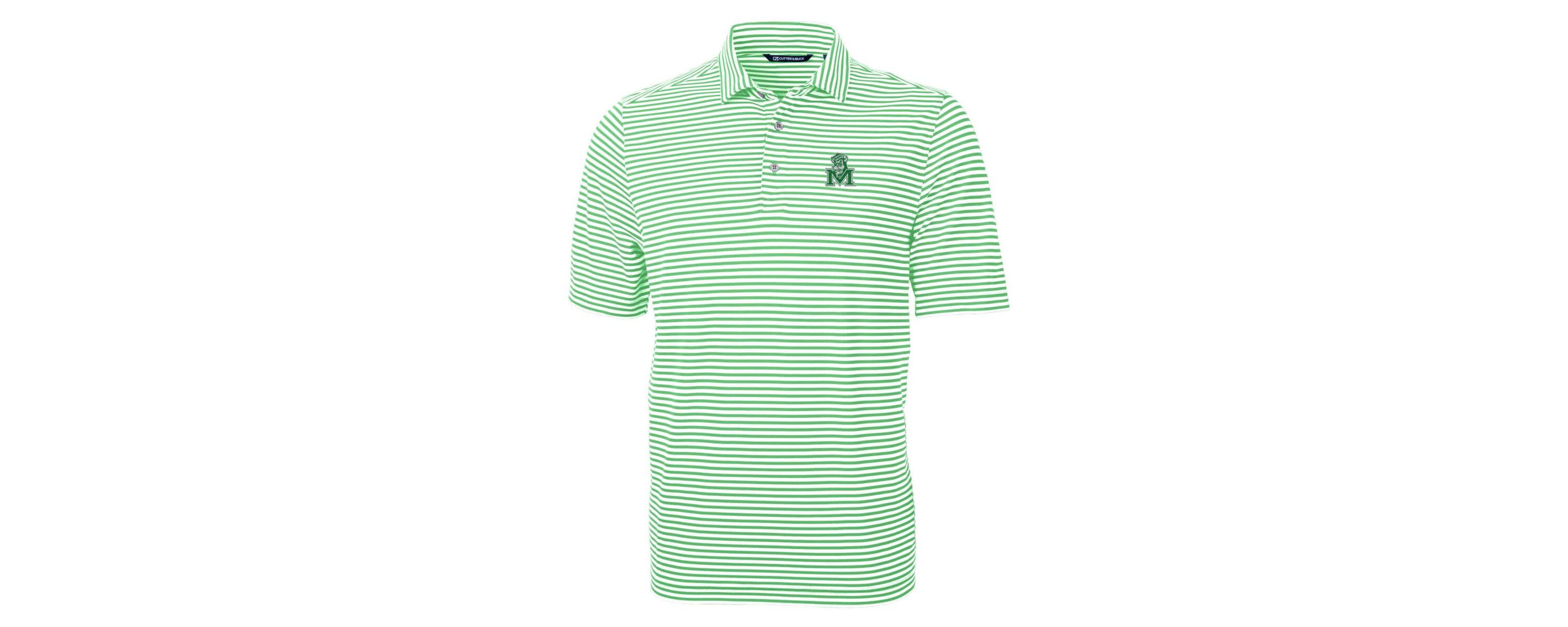NCAA Kelly Marshall Thundering Herd Throwback Logo Virtue Eco Pique Stripe Recycled Polo
