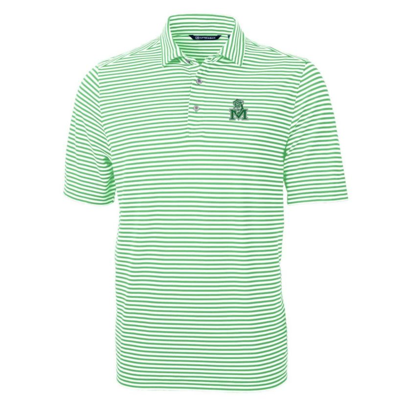 NCAA Kelly Marshall Thundering Herd Throwback Logo Virtue Eco Pique Stripe Recycled Polo