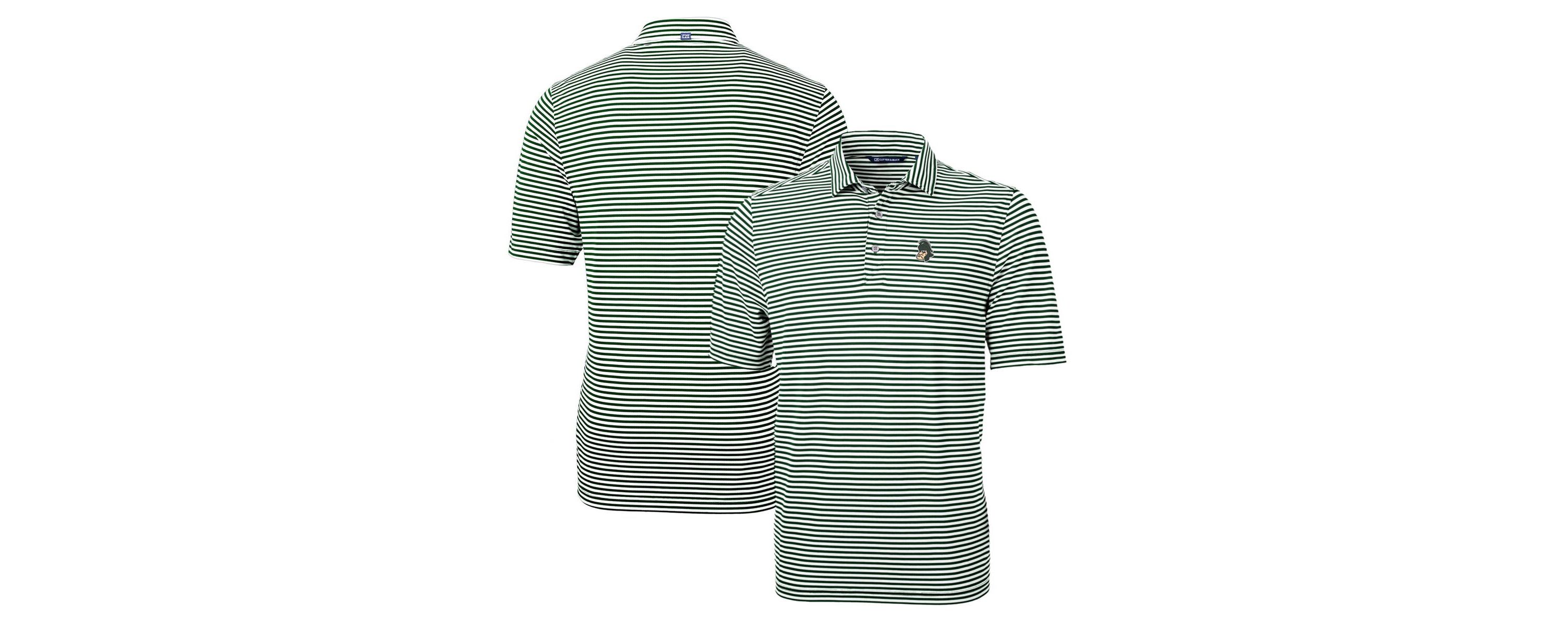 NCAA Michigan State Spartans Throwback Logo Virtue Eco Pique Stripe Recycled Polo