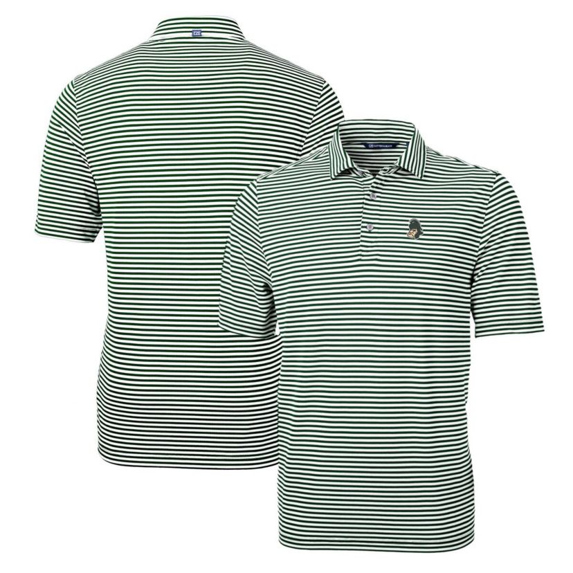 NCAA Michigan State Spartans Throwback Logo Virtue Eco Pique Stripe Recycled Polo
