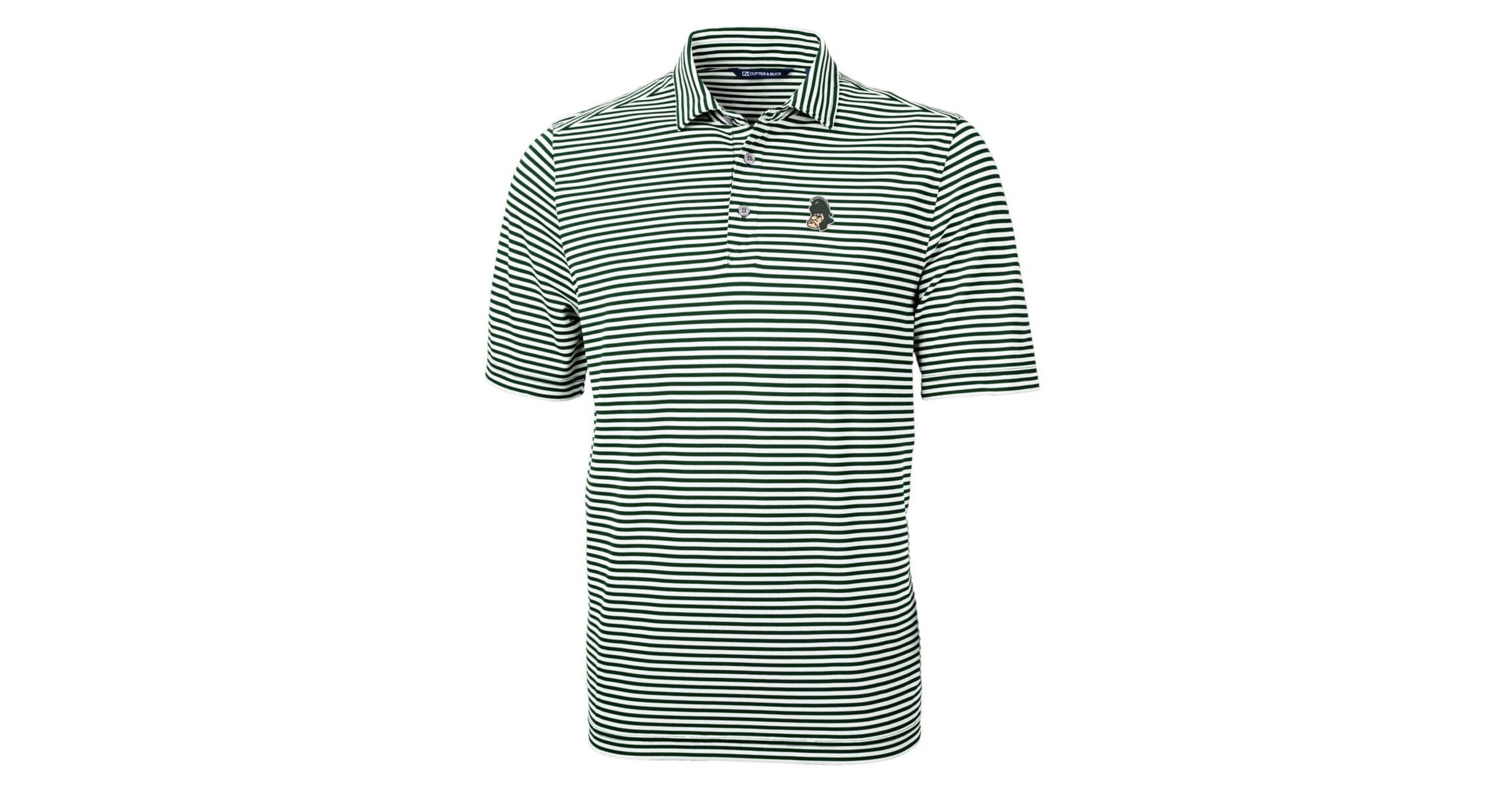 NCAA Michigan State Spartans Throwback Logo Virtue Eco Pique Stripe Recycled Polo