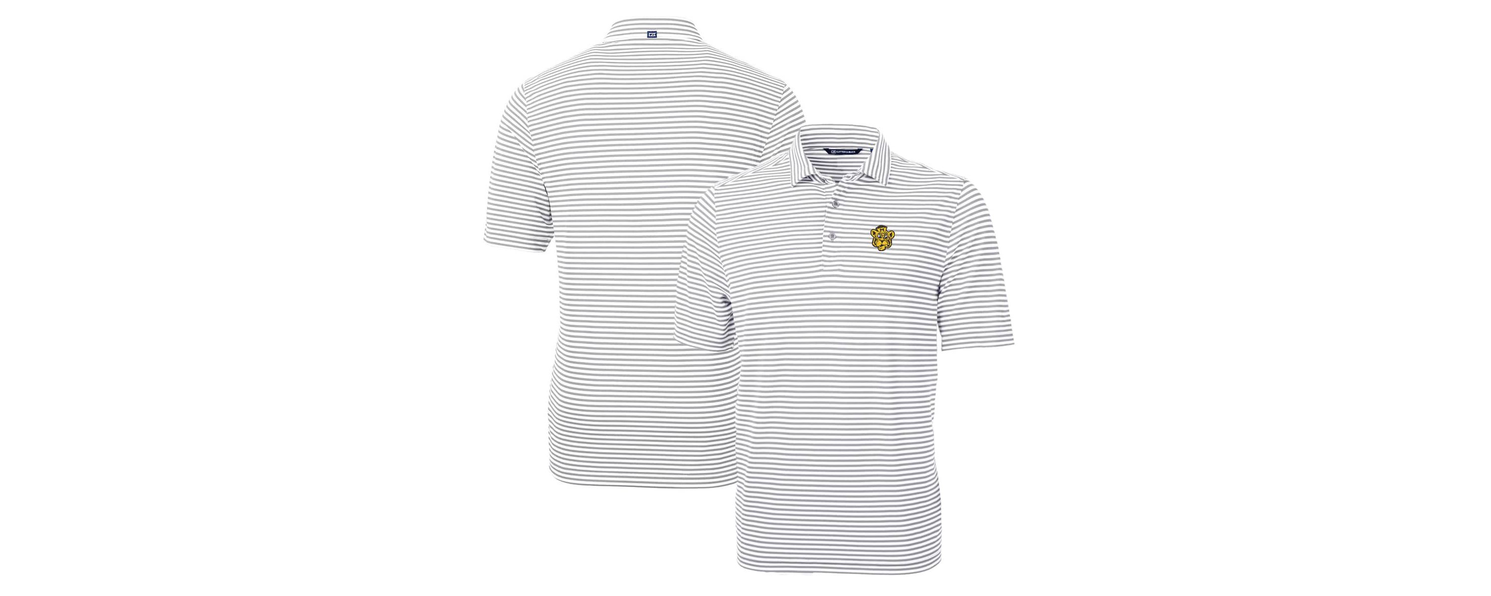 NCAA Missouri Tigers Throwback Logo Virtue Eco Pique Stripe Recycled Polo