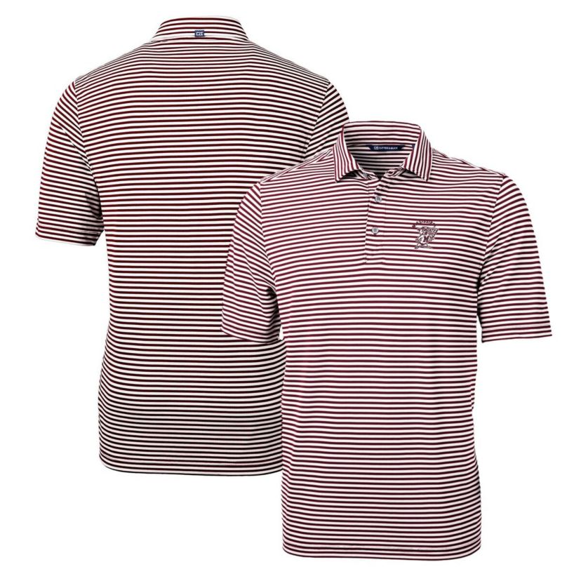 NCAA Mississippi State Bulldogs Throwback Logo Virtue Eco Pique Stripe Recycled Polo