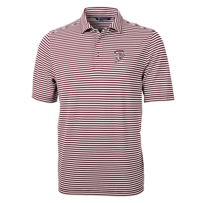 NCAA Mississippi State Bulldogs Throwback Logo Virtue Eco Pique Stripe Recycled Polo