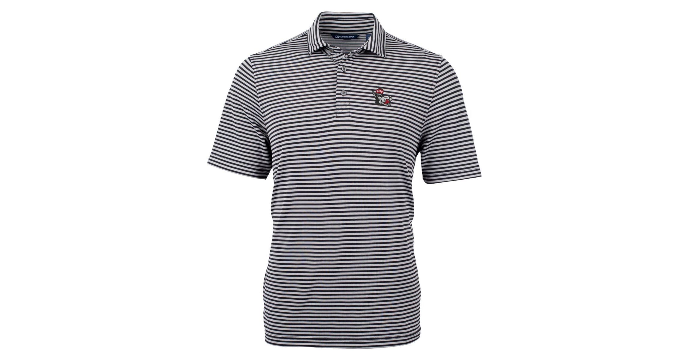 NCAA NC State Wolfpack Throwback Logo Virtue Eco Pique Stripe Recycled Polo
