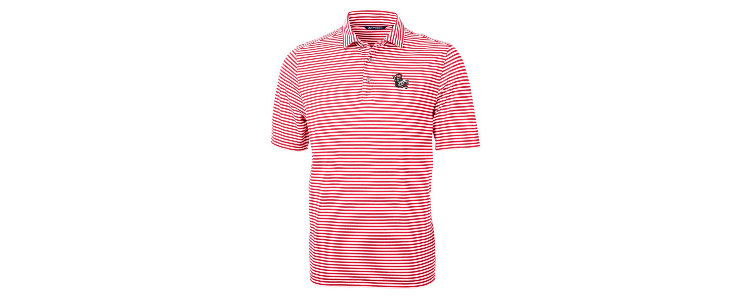 NCAA NC State Wolfpack Throwback Logo Virtue Eco Pique Stripe Recycled Polo
