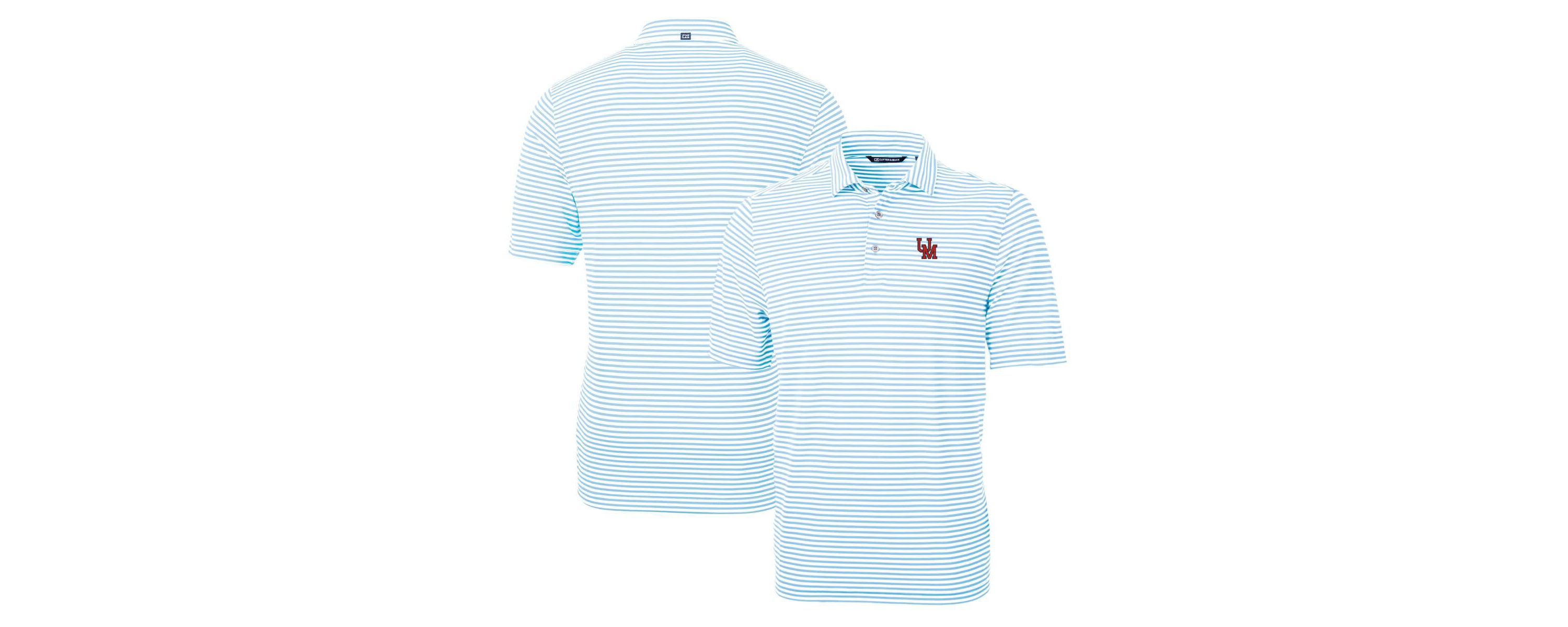 NCAA Powder Ole Miss Rebels Throwback Logo Virtue Eco Pique Stripe Recycled Polo