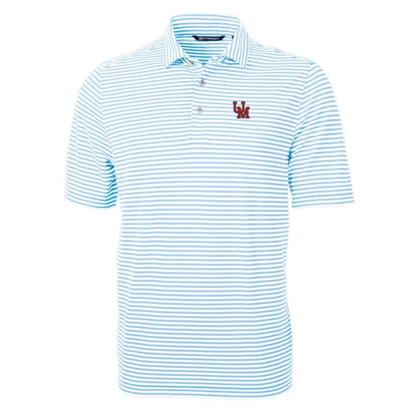 NCAA Powder Ole Miss Rebels Throwback Logo Virtue Eco Pique Stripe Recycled Polo