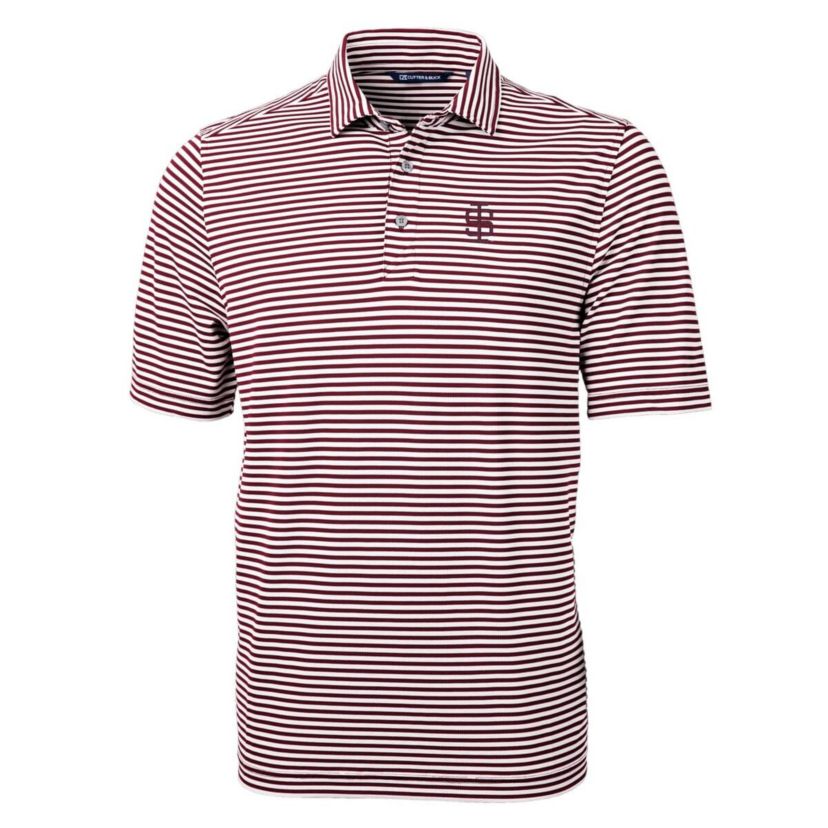 NCAA Southern Illinois Salukis Throwback Logo Virtue Eco Pique Stripe Recycled Polo