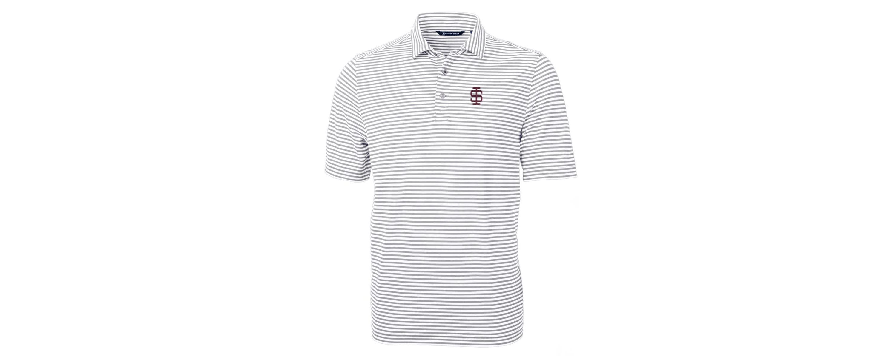 NCAA Southern Illinois Salukis Throwback Logo Virtue Eco Pique Stripe Recycled Polo