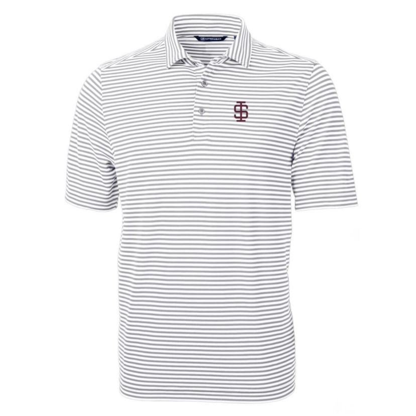 NCAA Southern Illinois Salukis Throwback Logo Virtue Eco Pique Stripe Recycled Polo