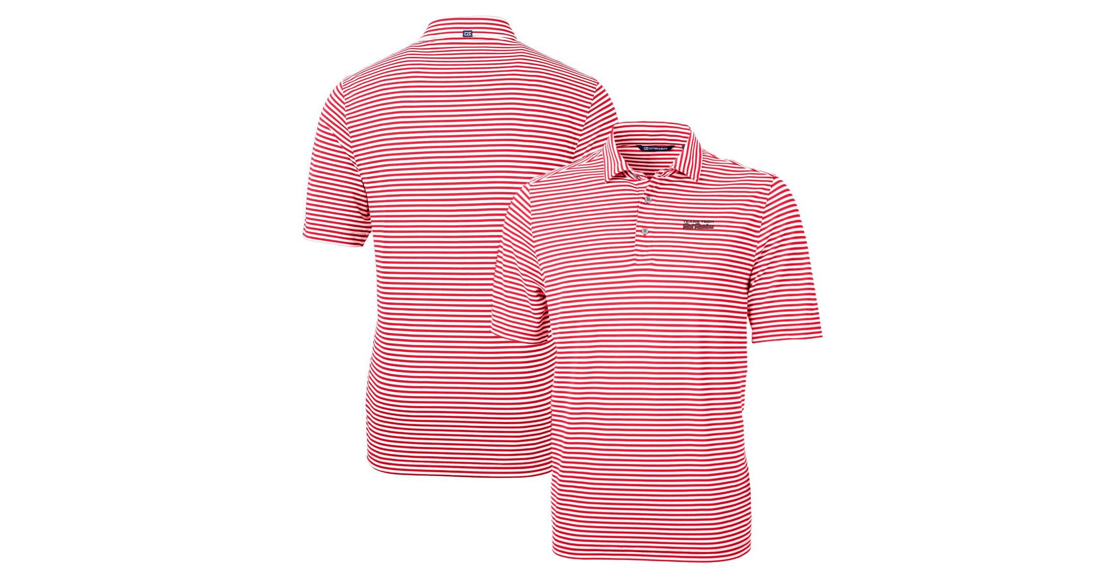 Texas Tech Red Raiders NCAA Texas Tech Raiders Throwback Logo Virtue Eco Pique Stripe Recycled Polo