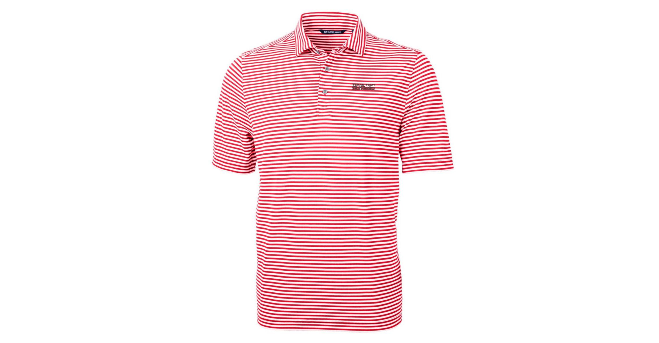 Texas Tech Red Raiders NCAA Texas Tech Raiders Throwback Logo Virtue Eco Pique Stripe Recycled Polo