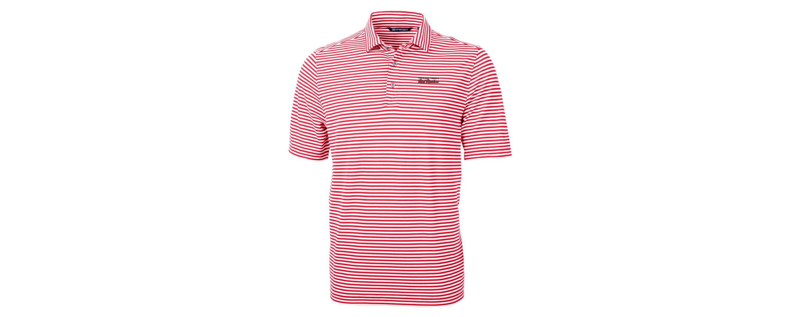 Texas Tech Red Raiders NCAA Texas Tech Raiders Throwback Logo Virtue Eco Pique Stripe Recycled Polo
