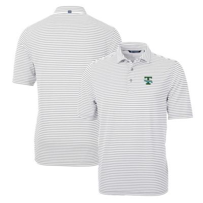 Cutter & Buck Men's Tulane Green Wave NCAA Tulane Wave Throwback Logo Virtue Eco Pique Stripe Recycled Polo