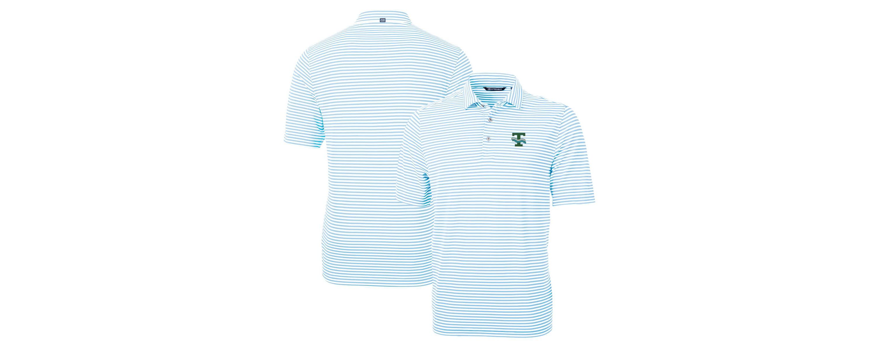 Tulane Green Wave NCAA Light Tulane Wave Throwback Logo Virtue Eco Pique Stripe Recycled Polo