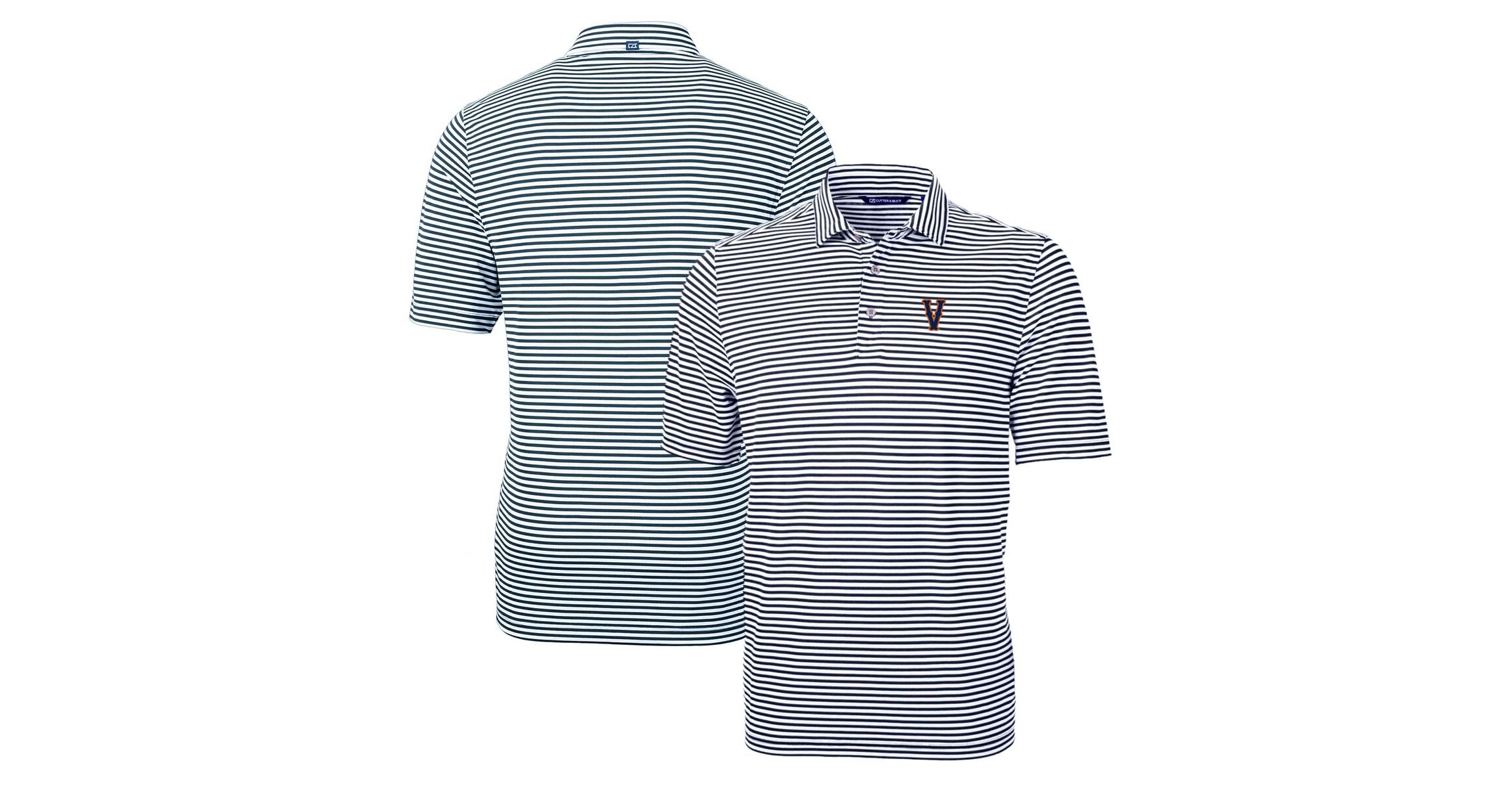 NCAA Virginia Cavaliers Vintage Logo Virtue Eco Pique Stripe Recycled Polo