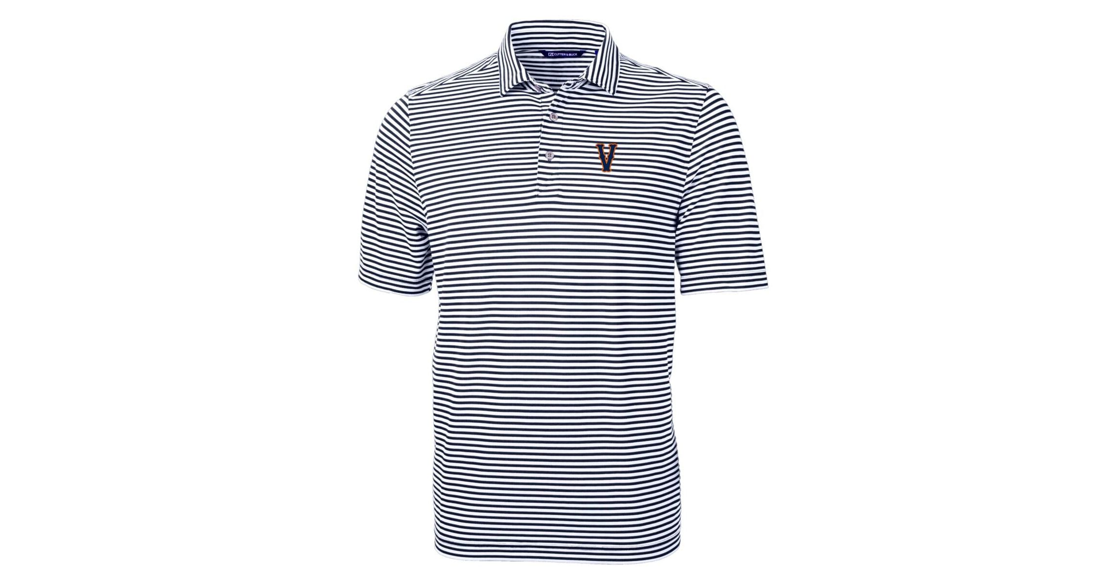 NCAA Virginia Cavaliers Vintage Logo Virtue Eco Pique Stripe Recycled Polo