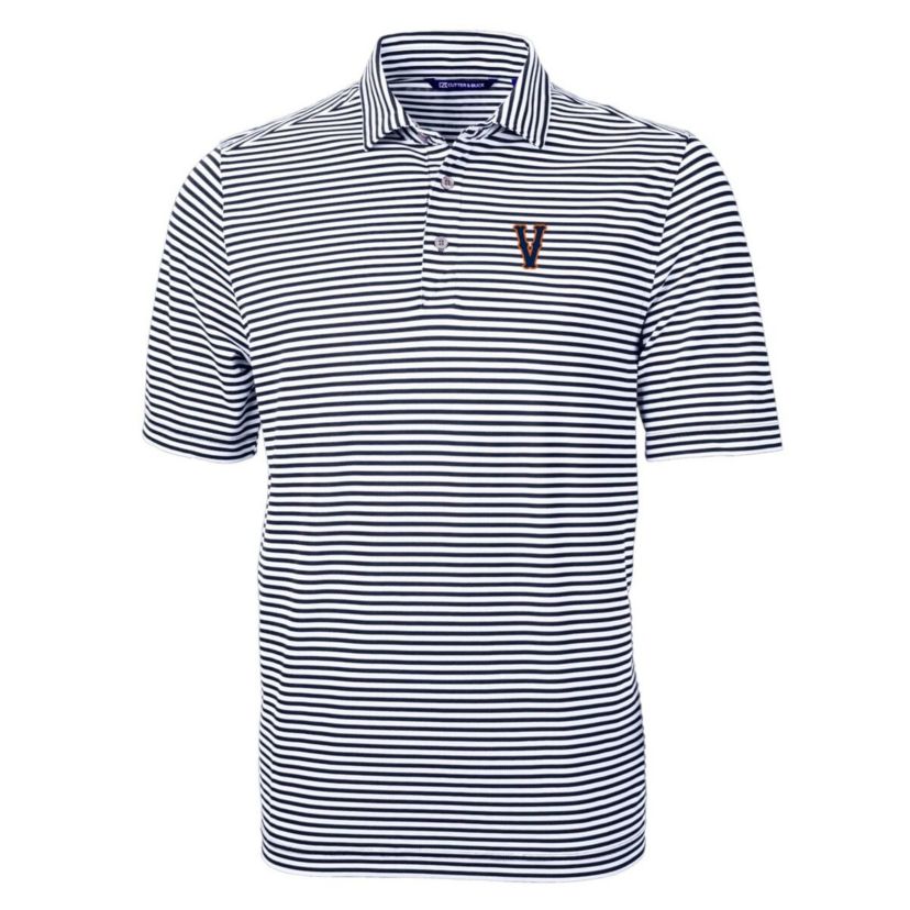 NCAA Virginia Cavaliers Vintage Logo Virtue Eco Pique Stripe Recycled Polo