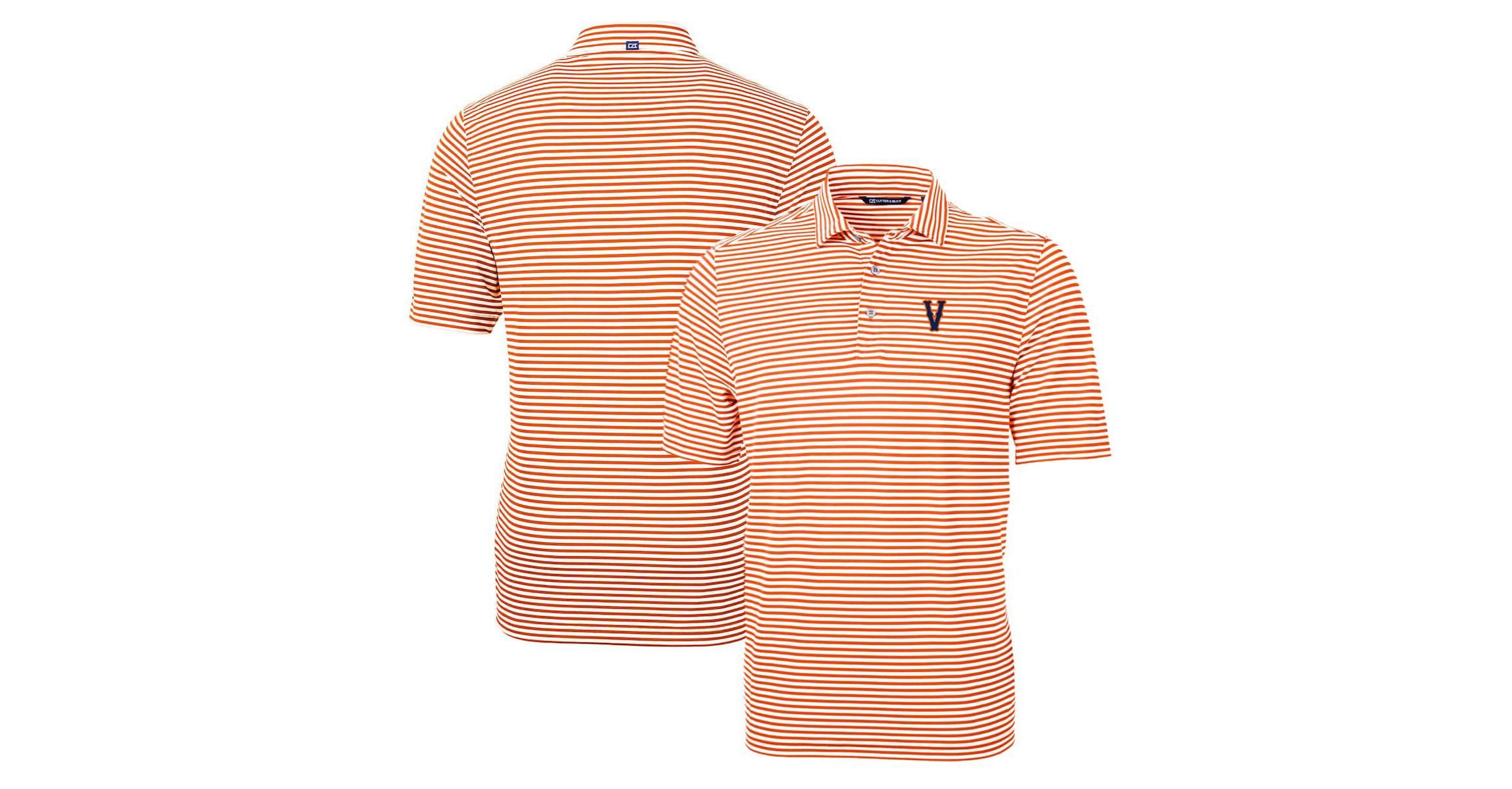 NCAA Virginia Cavaliers Vintage Logo Virtue Eco Pique Stripe Recycled Polo