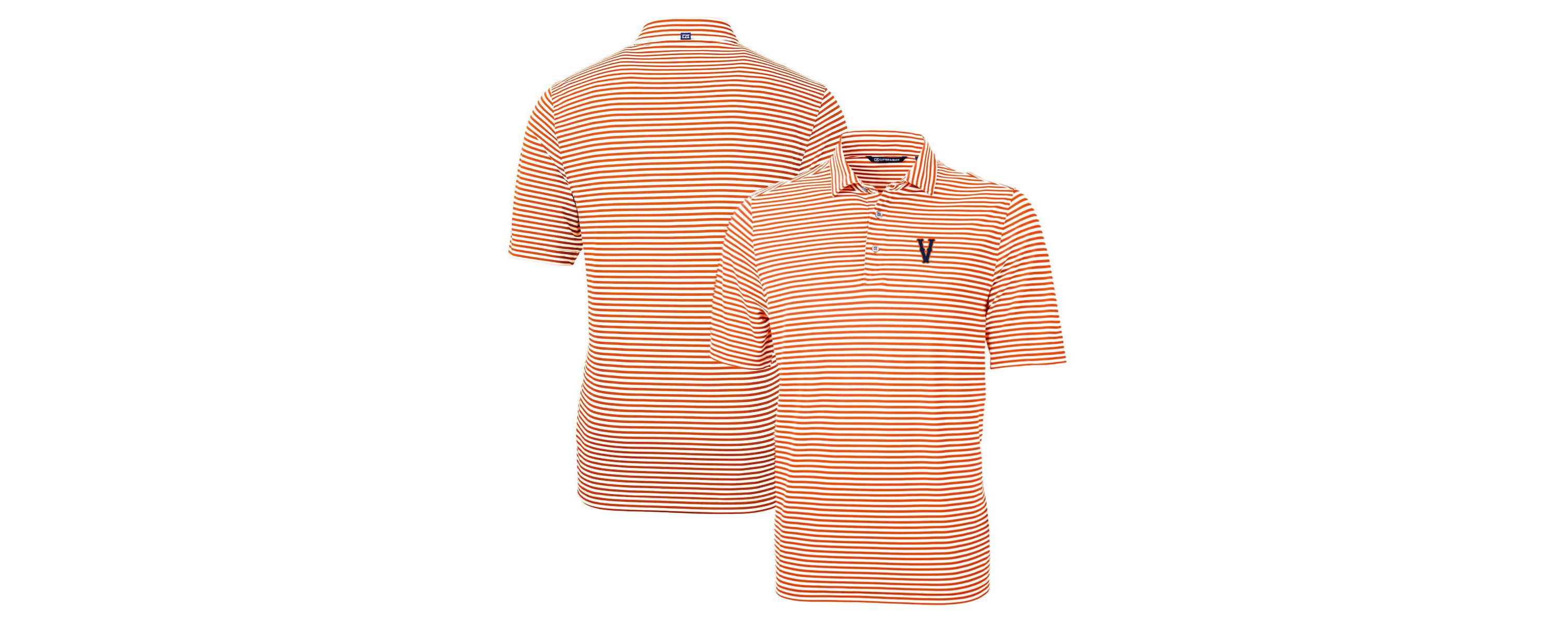 NCAA Virginia Cavaliers Vintage Logo Virtue Eco Pique Stripe Recycled Polo