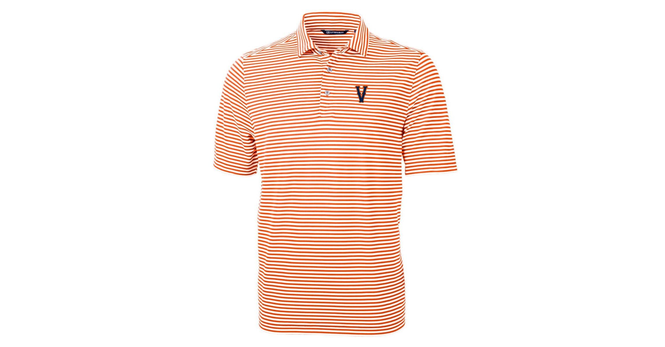 NCAA Virginia Cavaliers Vintage Logo Virtue Eco Pique Stripe Recycled Polo