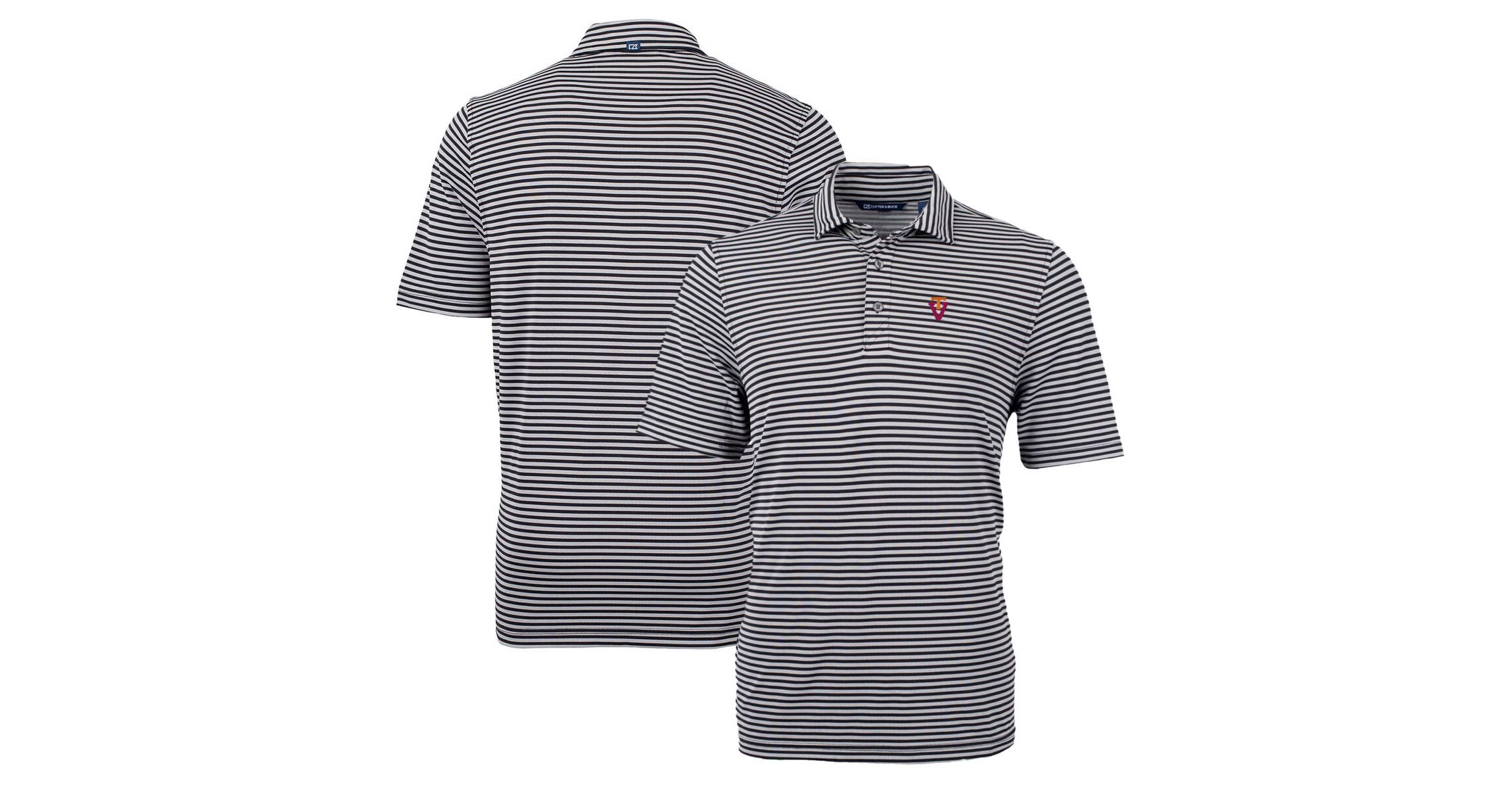 NCAA Virginia Tech Hokies Throwback Logo Virtue Eco Pique Stripe Recycled Polo