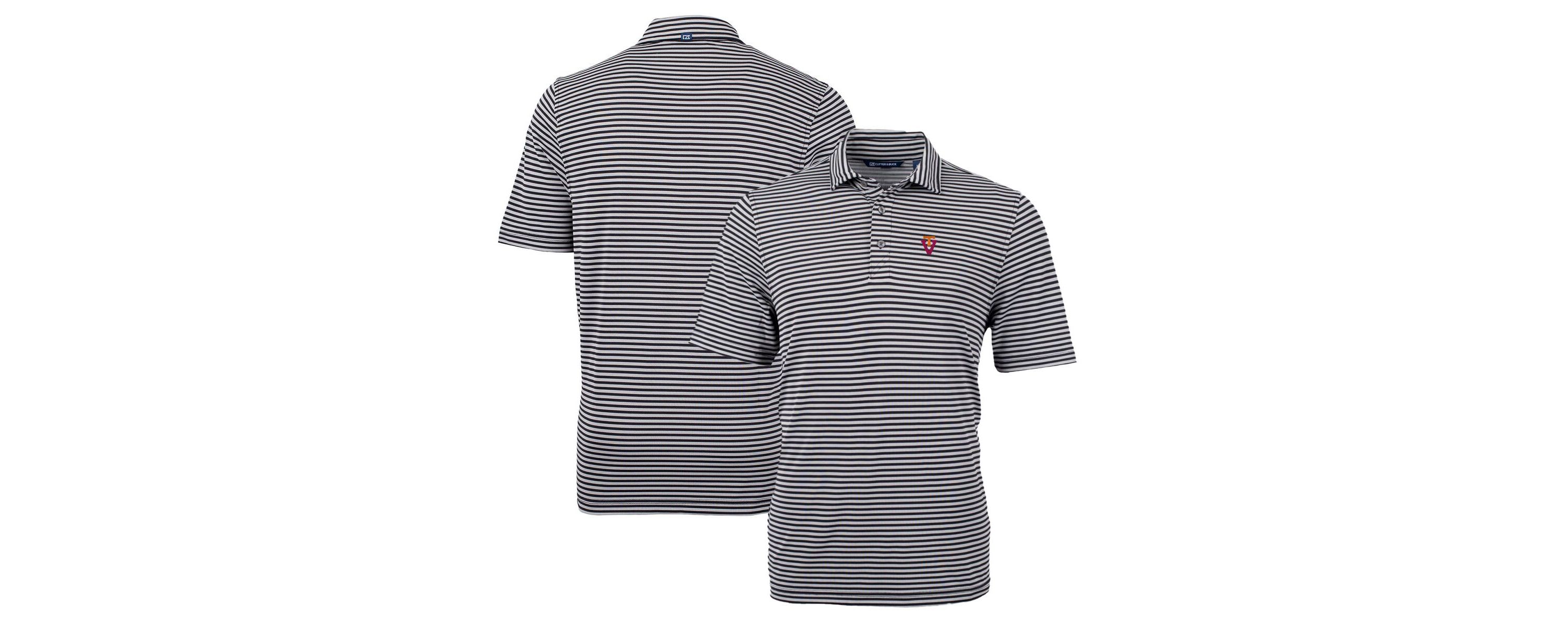 NCAA Virginia Tech Hokies Throwback Logo Virtue Eco Pique Stripe Recycled Polo