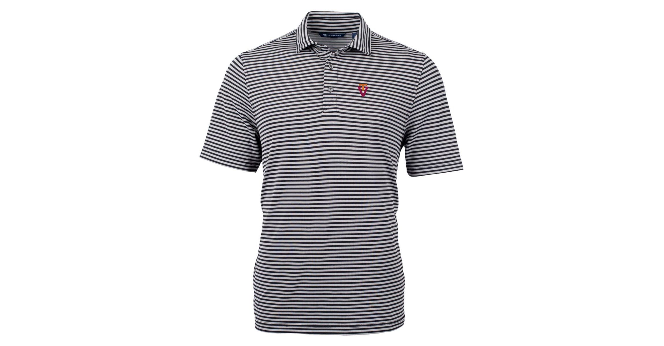 NCAA Virginia Tech Hokies Throwback Logo Virtue Eco Pique Stripe Recycled Polo