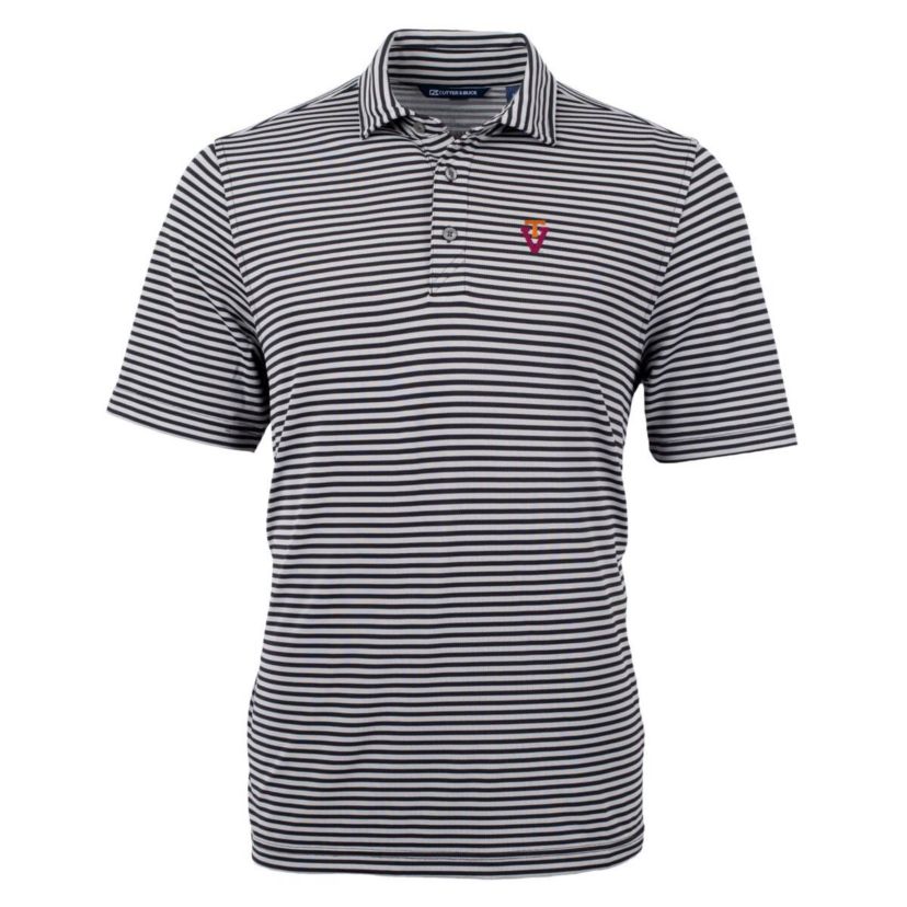 NCAA Virginia Tech Hokies Throwback Logo Virtue Eco Pique Stripe Recycled Polo
