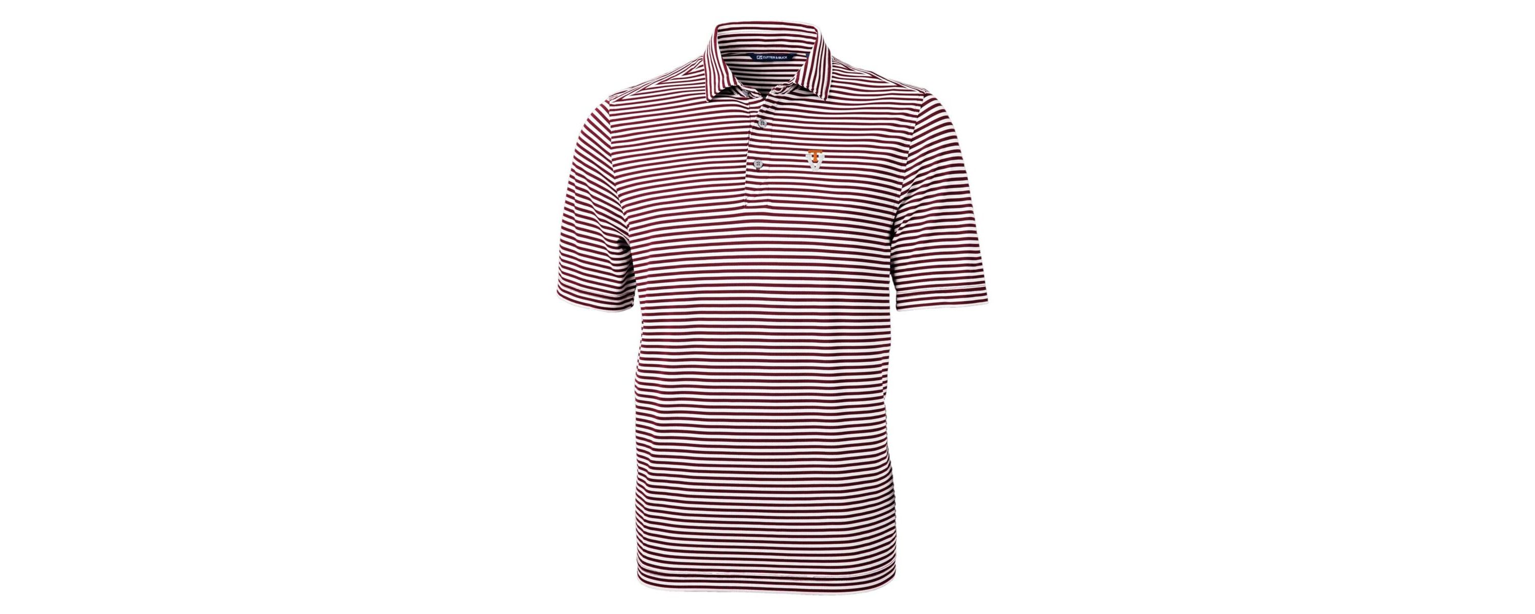 NCAA Virginia Tech Hokies Throwback Logo Virtue Eco Pique Stripe Recycled Polo