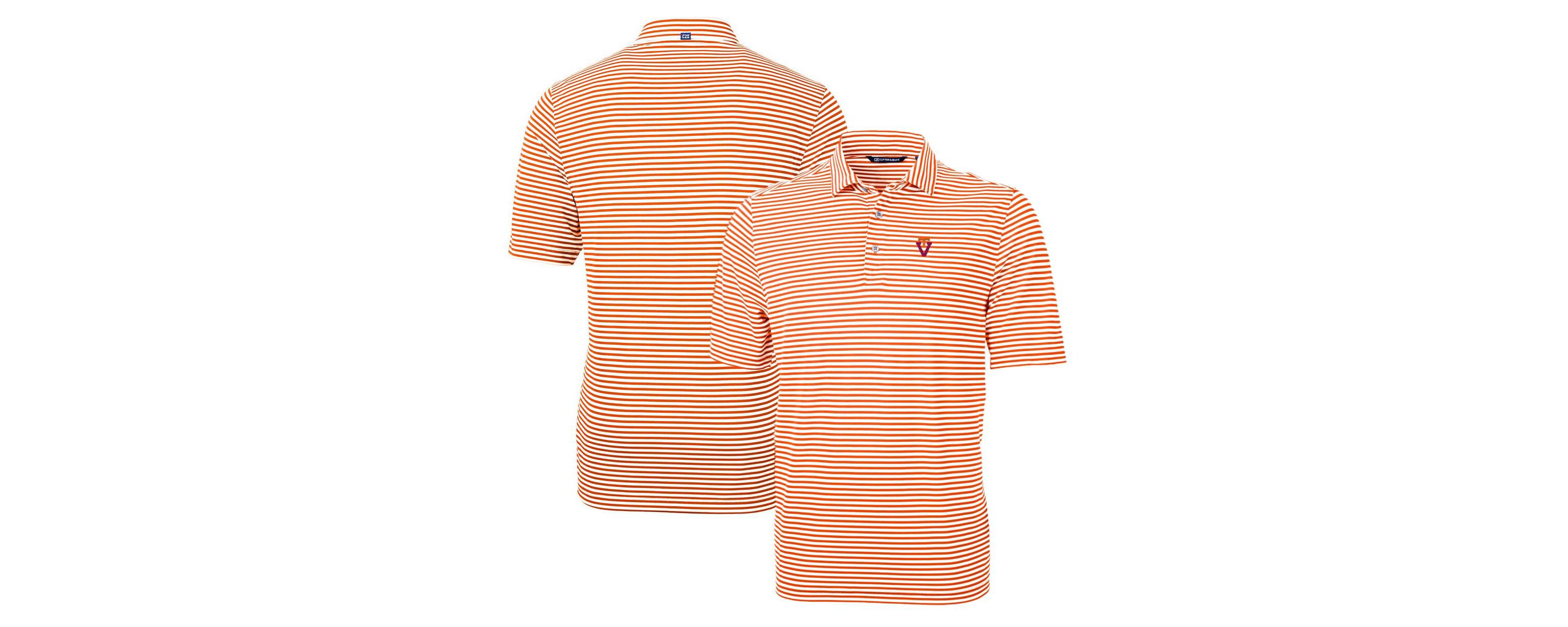 NCAA Virginia Tech Hokies Throwback Logo Virtue Eco Pique Stripe Recycled Polo
