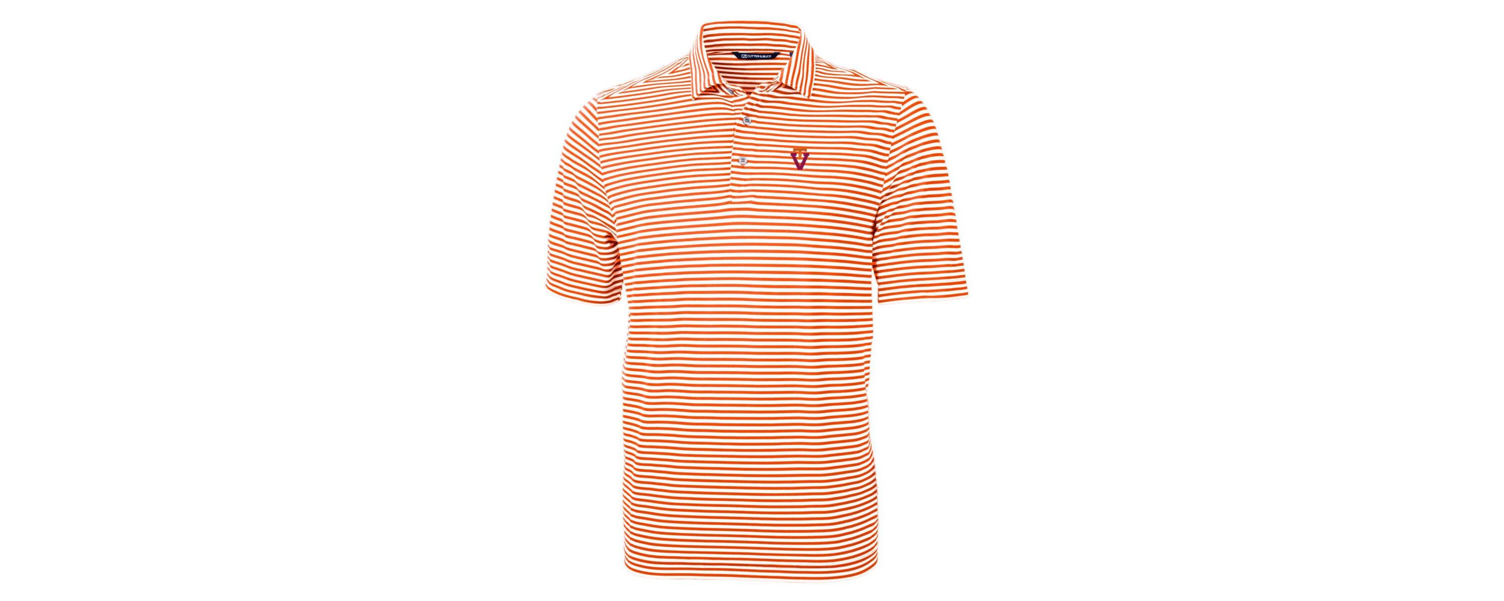 NCAA Virginia Tech Hokies Throwback Logo Virtue Eco Pique Stripe Recycled Polo