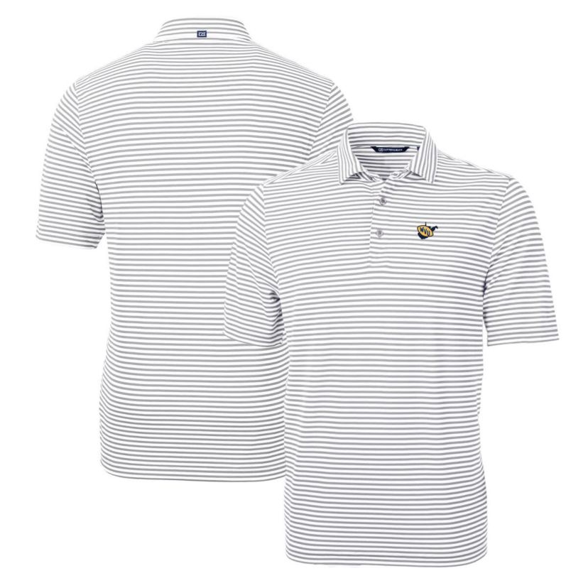 NCAA West Virginia Mountaineers Throwback Logo Virtue Eco Pique Stripe Recycled Polo