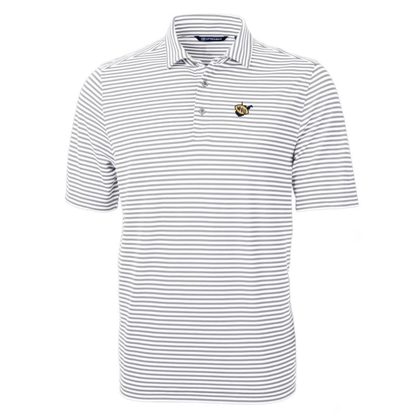 NCAA West Virginia Mountaineers Throwback Logo Virtue Eco Pique Stripe Recycled Polo