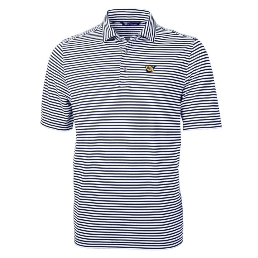 NCAA West Virginia Mountaineers Throwback Logo Virtue Eco Pique Stripe Recycled Polo