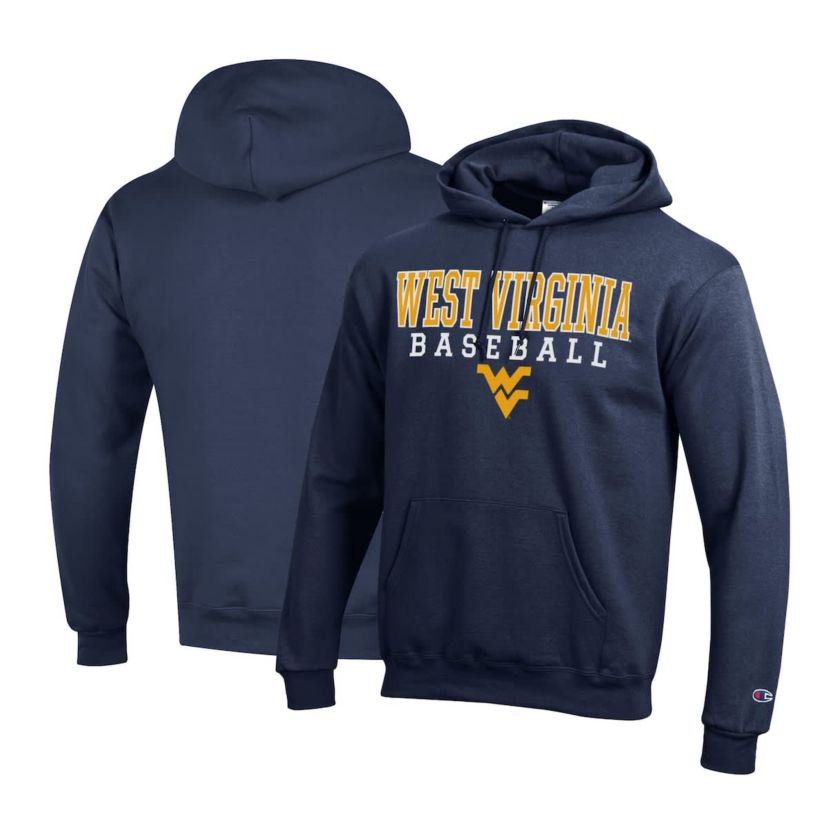 NCAA West Virginia Mountaineers Primary Team Logo Stack Logo Baseball Powerblend Pullover Hoodie