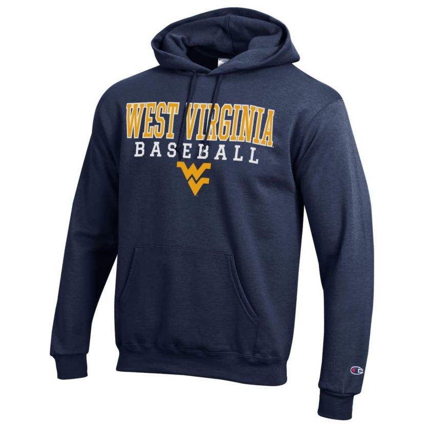 NCAA West Virginia Mountaineers Primary Team Logo Stack Logo Baseball Powerblend Pullover Hoodie
