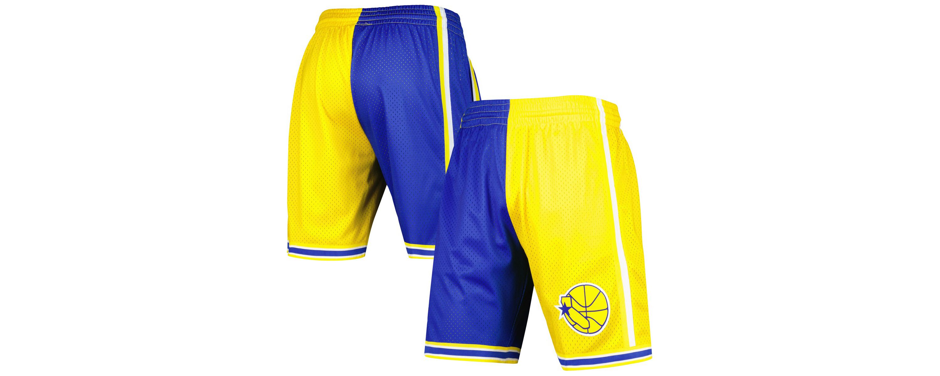 NBA Royal/Gold Golden State Warriors Hardwood Classics 1995 Split Swingman Shorts
